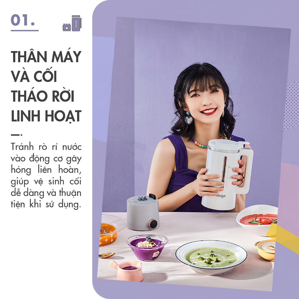 Máy làm sữa hạt mini Dingo DCB600, DCB500 - máy xay nấu đa năng Dingo bảo hành 24 tháng, lỗi 1 đổi 1 -  ATN PRO