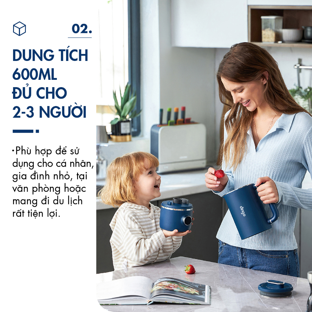 Máy làm sữa hạt mini Dingo DCB600, DCB500 - máy xay nấu đa năng Dingo bảo hành 24 tháng, lỗi 1 đổi 1 -  ATN PRO