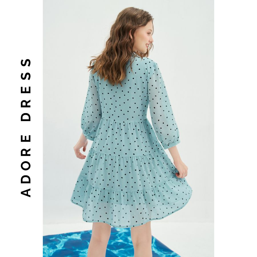 Đầm Mini dresses voan tơ xanh baby chấm bi 311DR1028 ADORE DRESS