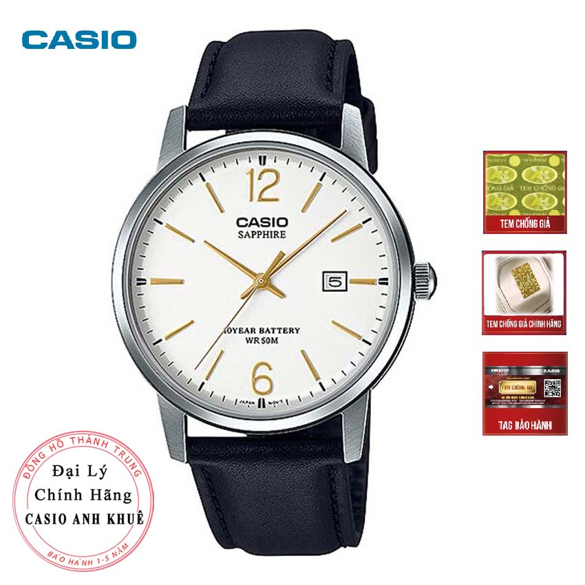 Đồng hồ nam casio MTS-110L-7AVDF mặt sapphire pin 10 năm cỡ nhỏ