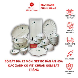 Bộ bát đĩa bát tràng, set bát đĩa cho gia đình, bộ chén dĩa làm quà tặng chuẩn gốm bát tràng