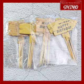 Set que cắm gỗ trang trí bánh kem