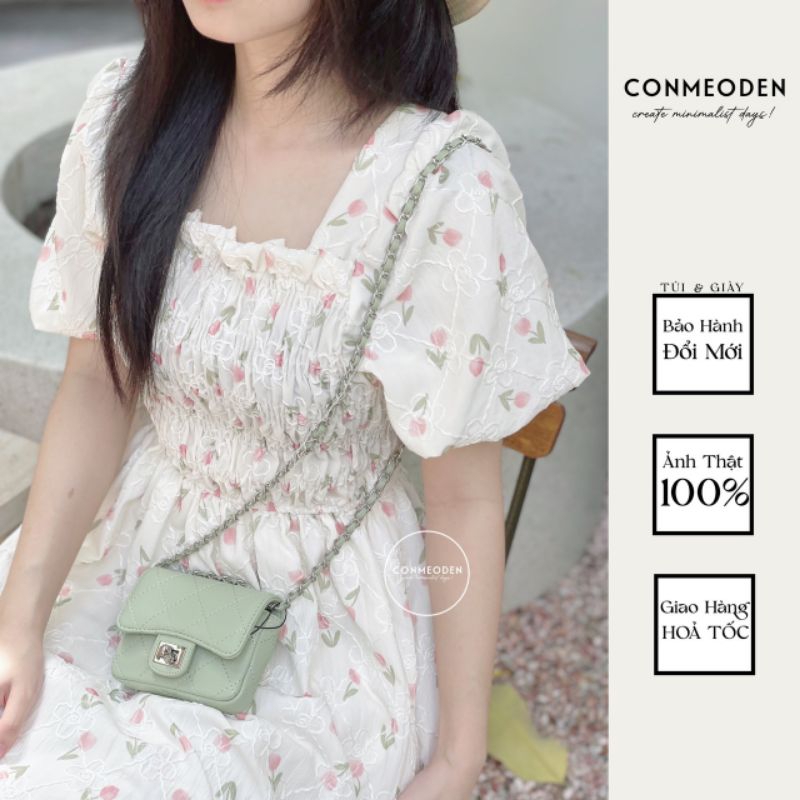 Đầm Hoa Tulip Tay Phồng CONMEODEN - LILA DRESS