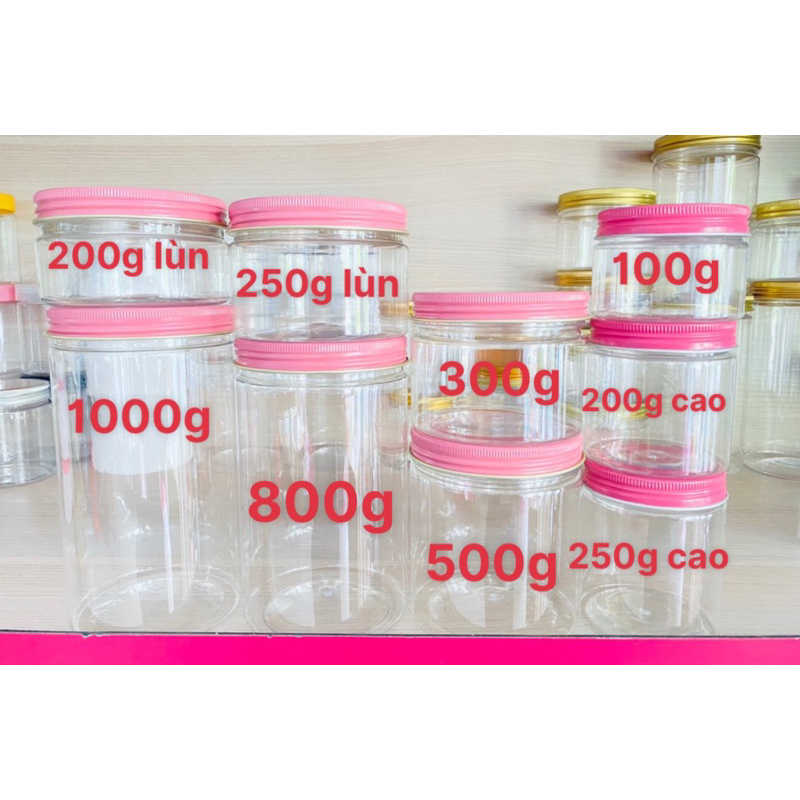 Hủ nắp nhôm vàng , nhôm bạc , 100g ,200g,250g,500g ,1000g