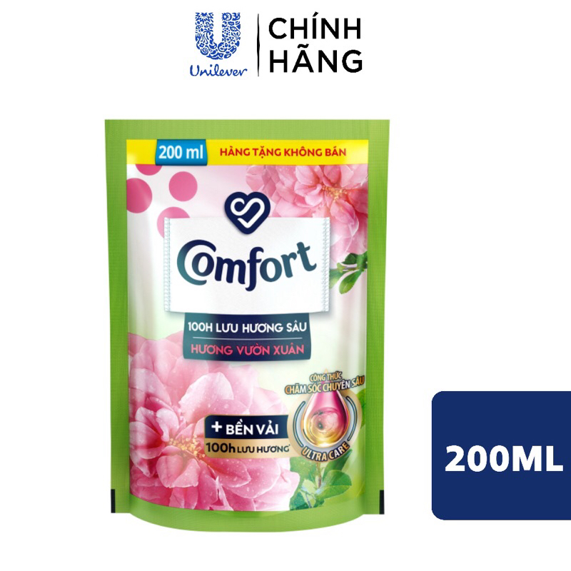 NƯỚC XẢ LÀM MỀM VẢI COMFORT 100H LƯU HƯƠNG SÂU – HƯƠNG VƯỜN XUÂN TÚI 200ML nvn24