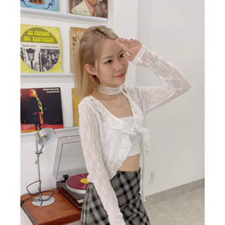 Áo cardigan nữ dáng croptop - áo croptop thiết kế kiêu hàn quốc tay dài Havana (không kèm dây) nhiennhienvintage BA313