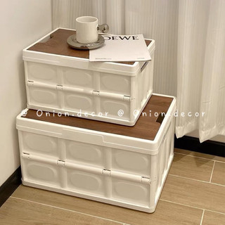 Hộp lưu trữ gấp gọn đựng đồ đa năng nắp gỗ