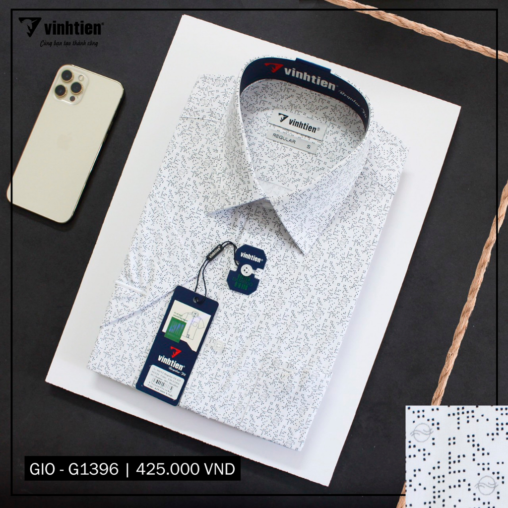 Áo Sơ Mi Ngắn Tay Họa Tiết Bamboo Regular Fit 425 Vĩnh Tiến - Nhiều Màu