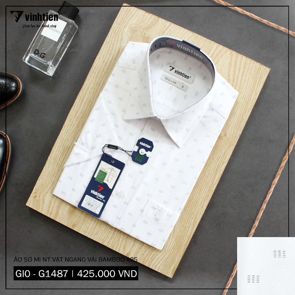 Áo Sơ Mi Ngắn Tay Họa Tiết Bamboo Regular Fit 425 Vĩnh Tiến - Nhiều Màu