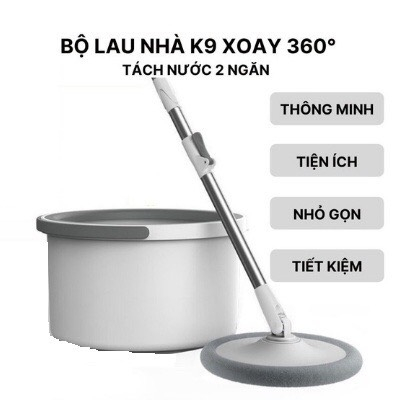 Cây Lau Nhà Tách Nước Bẩn MOPS, CHỔI LAU K9 Tặng Kèm 2 Bông Chổi Lau Nhà Tự Vắt Thông Minh Bộ Lau Nhà Xoay 360