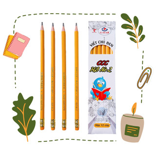 Hộp 12 cây bút viết chì gỗ có đầu gôm tẩy Gstar CCC loại HB