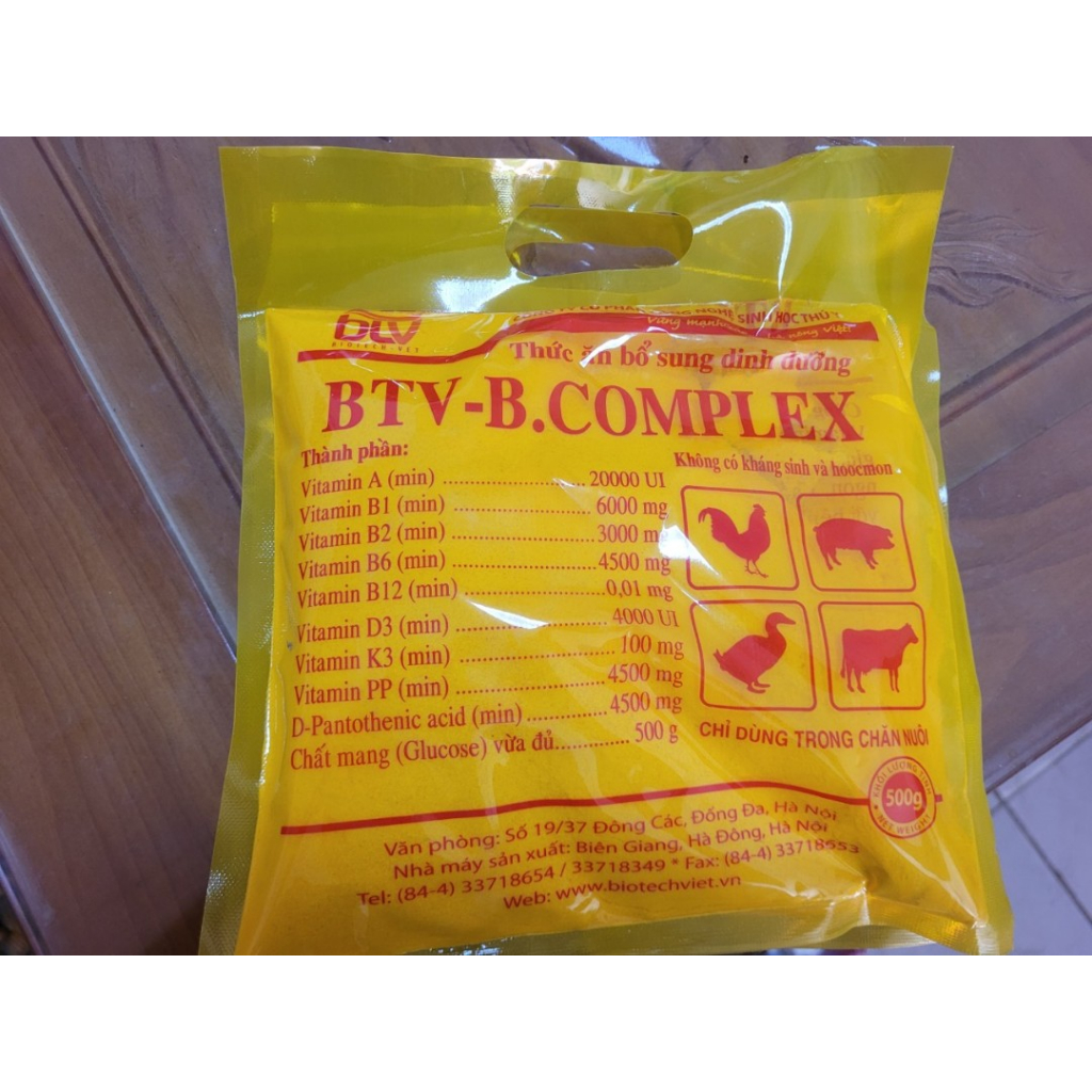 Bcomplex 500g &100g, tan hoàn toàn, thú y