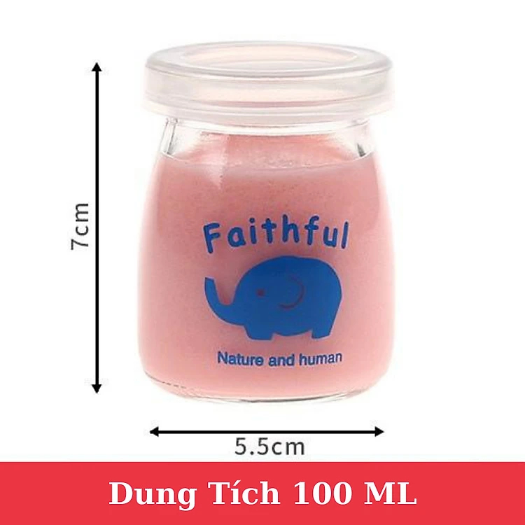 Hũ đựng sữa chua mini chất liệu thủy tinh in hình họa tiết trang trí dễ thương, ngộ nghĩnh, hũ làm yogurt 100ml