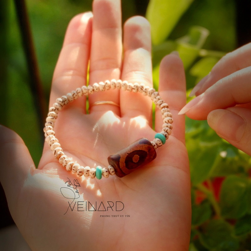 Vòng tay Dzi 3 mắt mix hạt bồ đề