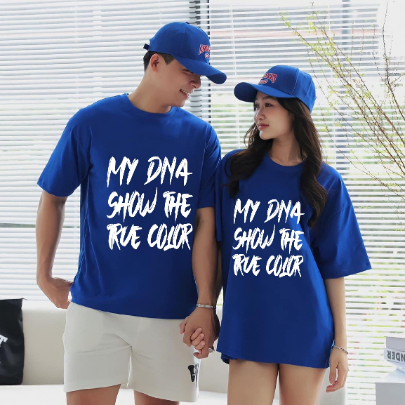 Áo phông thun  2024 màu xanh dương có bigsize 110kg tay lỡ form rộng unisex cotton local brand cặp đôi nam nữ MY DNA