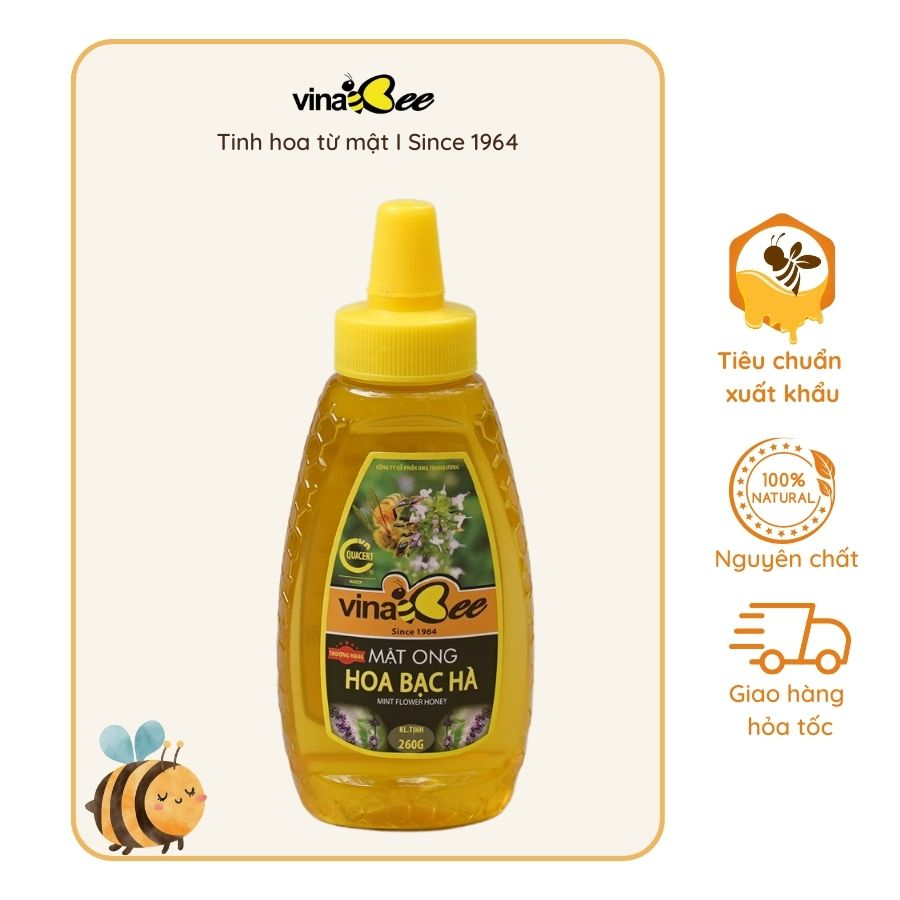 Mật ong bạc hà Vinabee - 260g, 500g, 530g