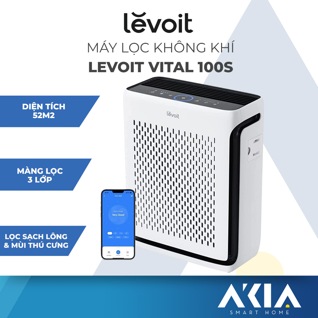 Máy lọc không khí Levoit Vital 100S 52m2, khử mùi diệt khuẩn, hút lông thú cưng mạnh, điều khiển trên app, 3 chế độ lọc