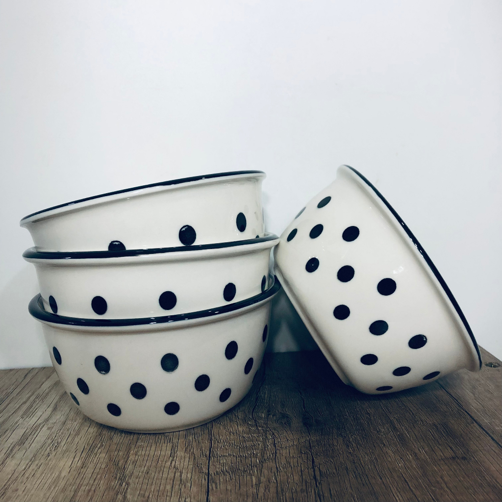 Chén ăn cơm, chén bát decor, chén bát gốm sứ họa tiết chấm bi hàng đẹp