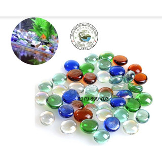 1 kg sỏi thủy tinh trang trí decor hình tròn dẹp