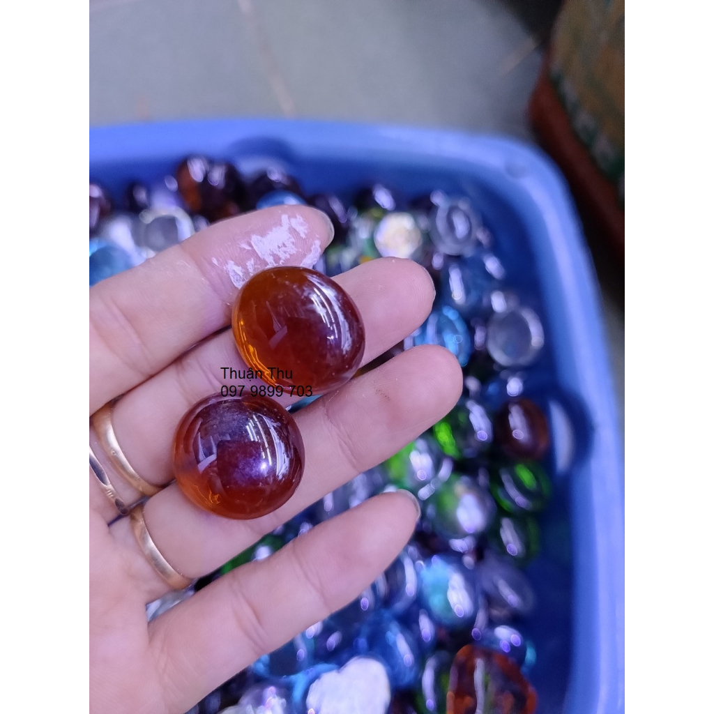 100gr  sỏi thủy tinh trang trí decor hình tròn dẹp