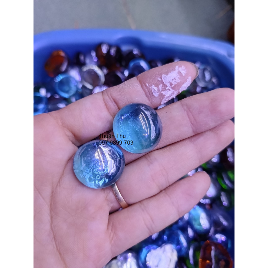 100gr  sỏi thủy tinh trang trí decor hình tròn dẹp