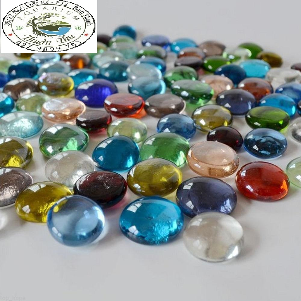 100gr  sỏi thủy tinh trang trí decor hình tròn dẹp