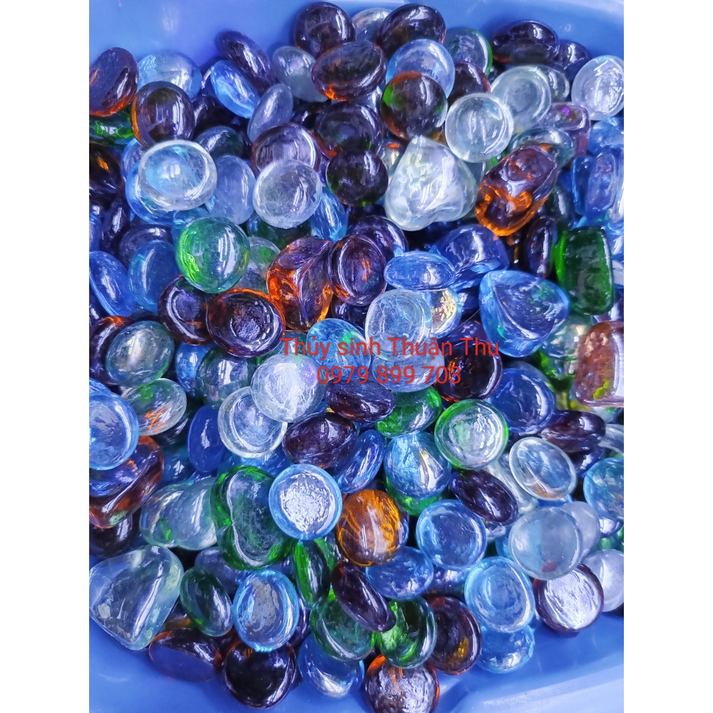 100gr  sỏi thủy tinh trang trí decor hình tròn dẹp