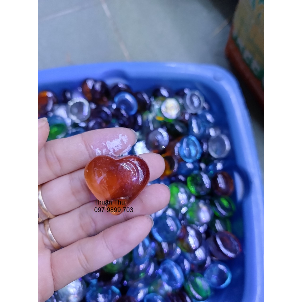 150gr  sỏi thủy tinh hình trái tim trang trí decor