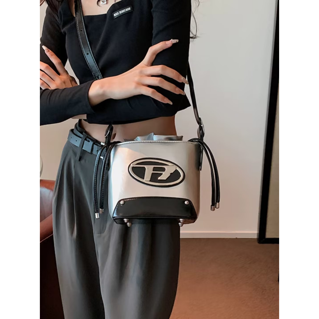 Phối Màu Thời Trang Jingle Túi Túi Xách Vuông Nhỏ Túi Dây Rút Túi Nữ Túi💢HÀNG CÓ SẴN💢