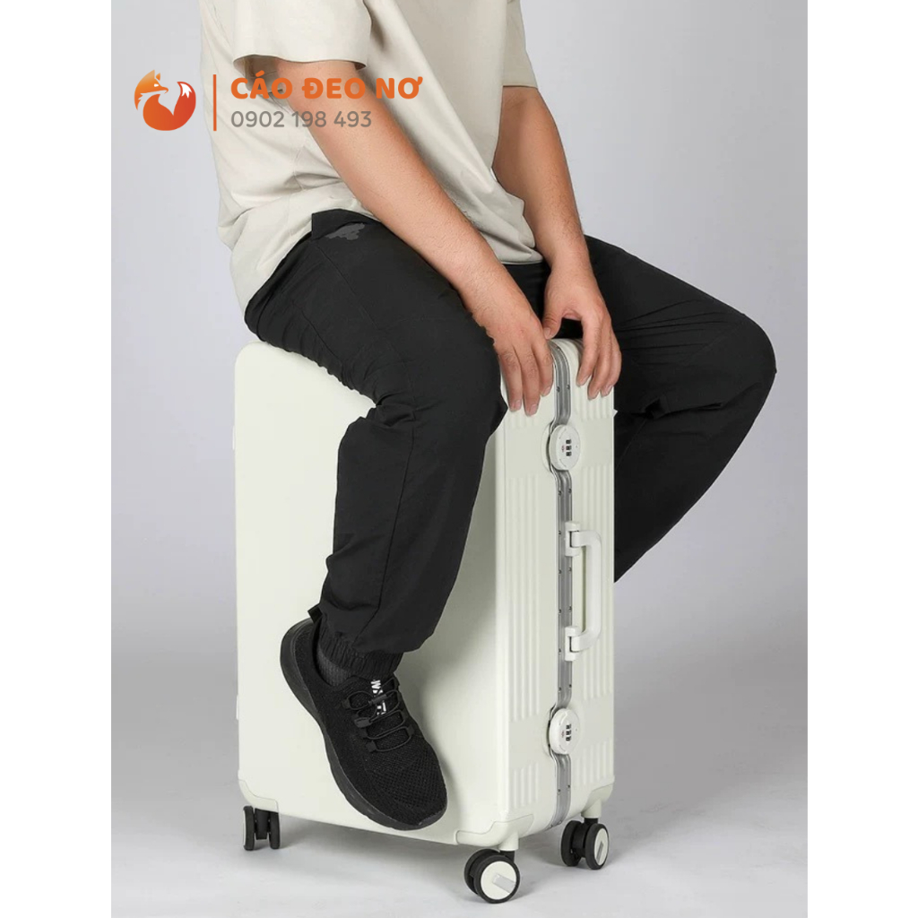 Vali khóa sập viền bo nhôm cao cấp đủ size 20-30 - Cáo Đeo Nơ