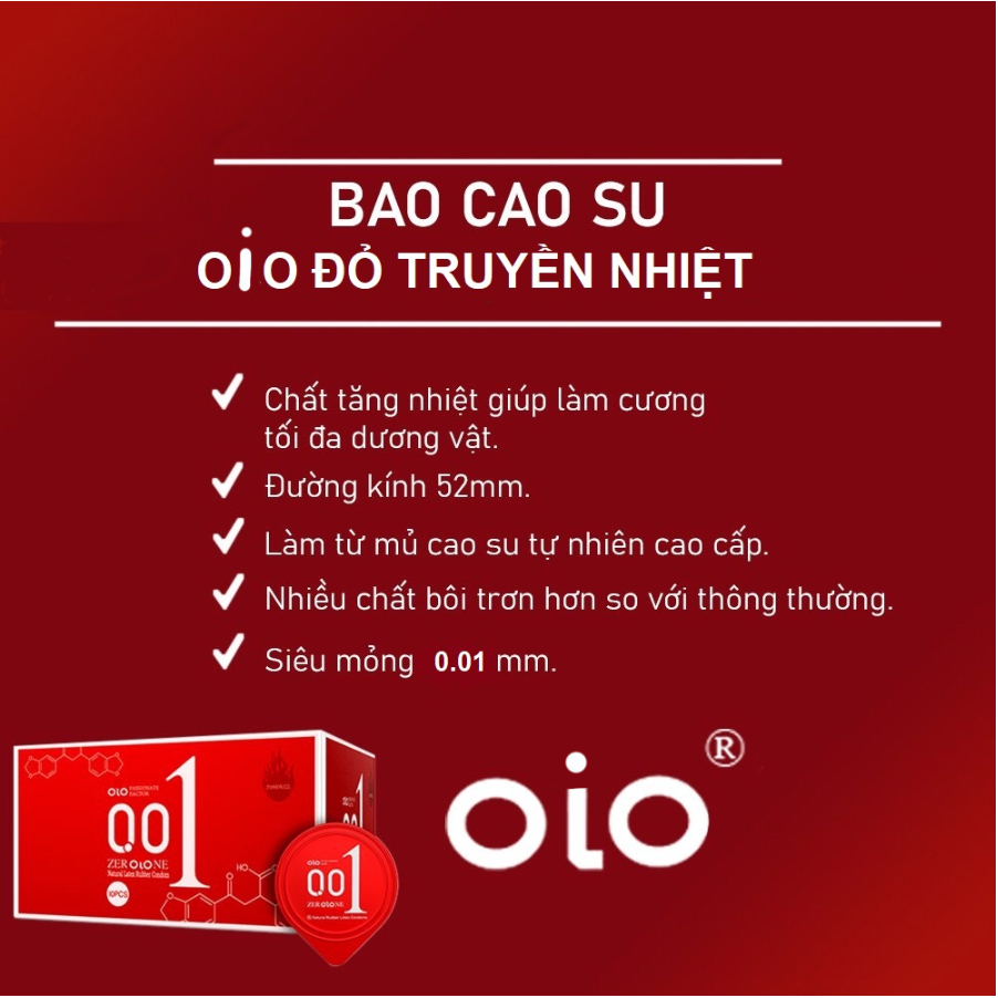 Combo bao cao su OIO 001mm siêu mỏng nhiều gel bôi trơn truyền nhiệt, chống xuất tinh sớm - hộp 10 bcs - MA shop