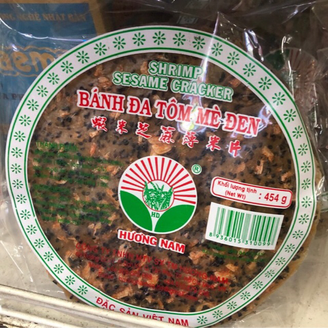 Bánh đa tôm mè đen 20cm Hương Nam gói 454g