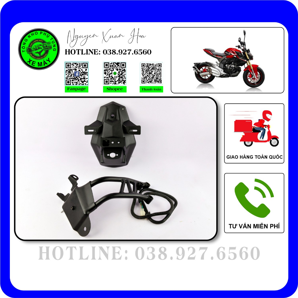 Giá bắt biển/ chắn lốp sau/ Dè sau/ Đuôi sau Mv Augusta 110/ U1-110 (Nhựa PP nhập khẩu chính hãng)