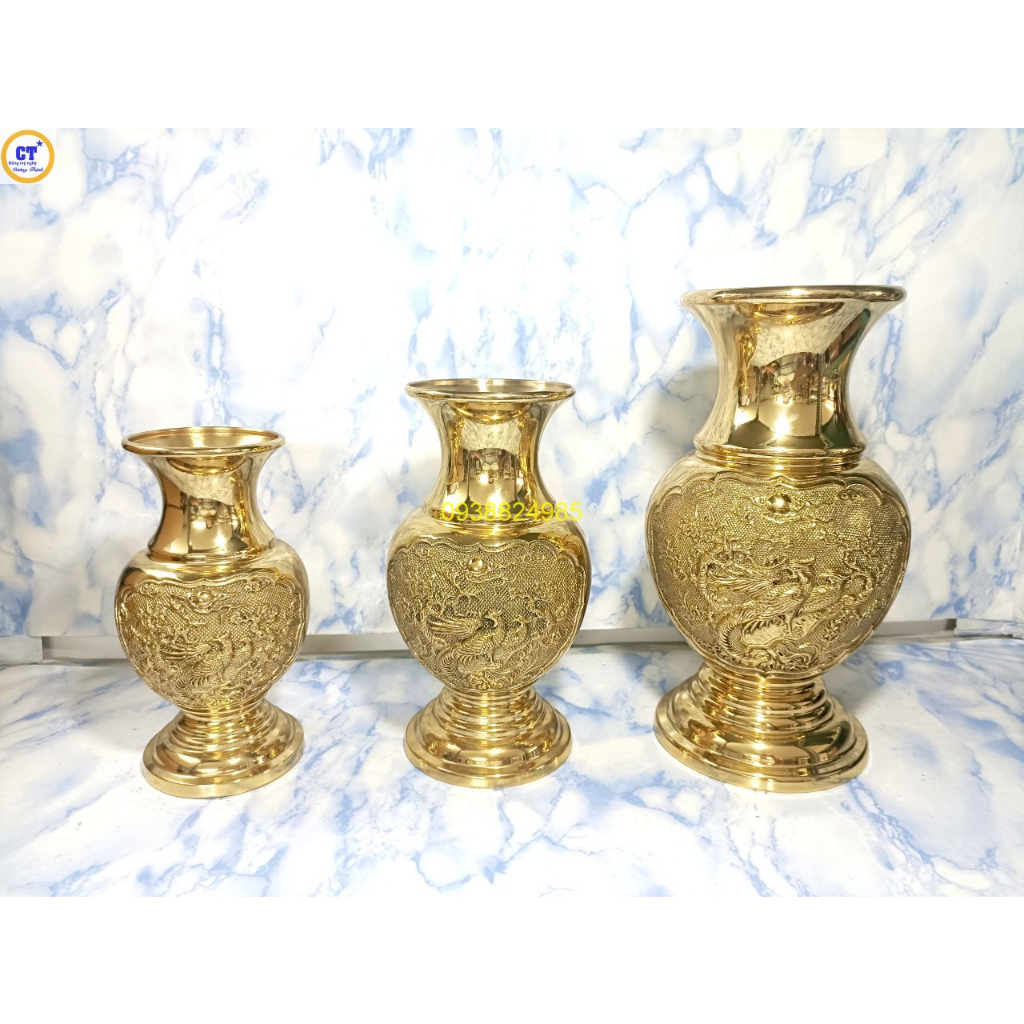 Bình bông đồng kiểu bầu 21cm, 24cm, 30cm