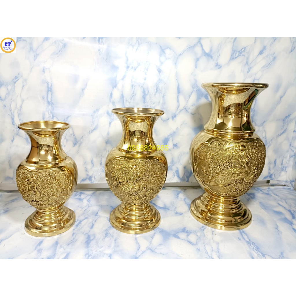 Bình bông đồng kiểu bầu 21cm, 24cm, 30cm