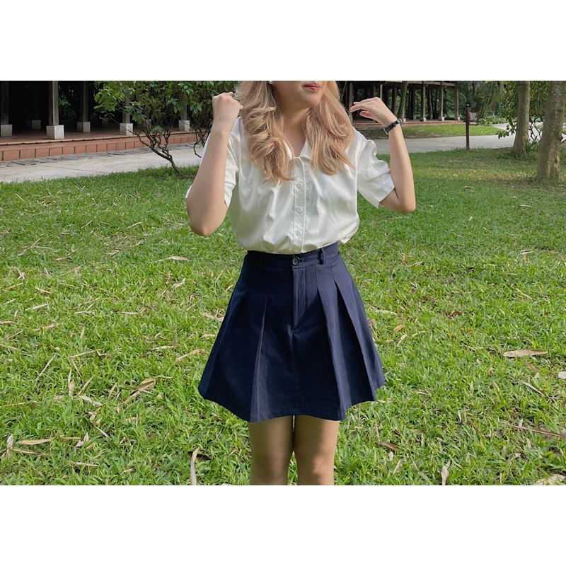 Chân váy kaki xếp ly