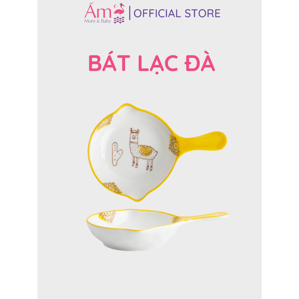 Bát Ăn Dặm Oval Cho Bé Bằng Sứ Ấm Baby Kiểu Nhật Có Quai Nắm Hình Đáng Yêu Men Sứ Cao Cấp Ấm Gift Decor