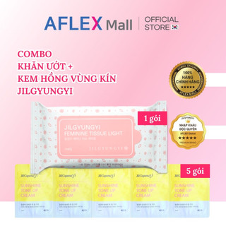 Combo khăn giấy ướt vệ sinh vùng kín và kem làm hồng vùng kín, nhũ hoa Jilgyungyi 5 gói