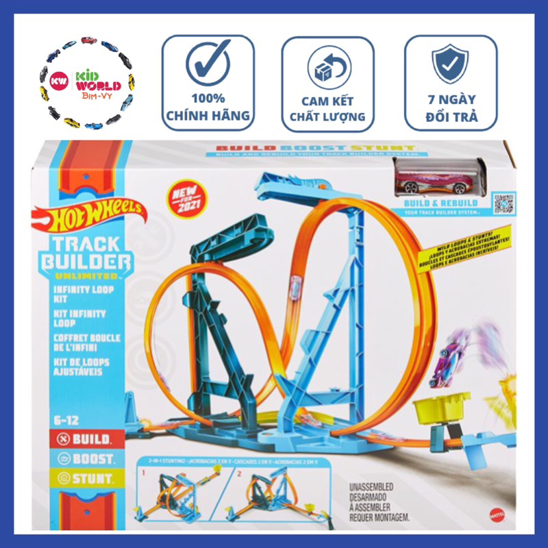 Bộ đường ray Hot Wheels Track Builder Infinite Loop Kit Circle Track GVG10.
