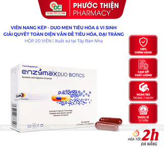 Men tiêu hóa và lợi khuẩn Enzymax Duo Biotics enzyme hỗ trợ tiêu hóa, đầy hơi khó tiêu hộp 20 viên