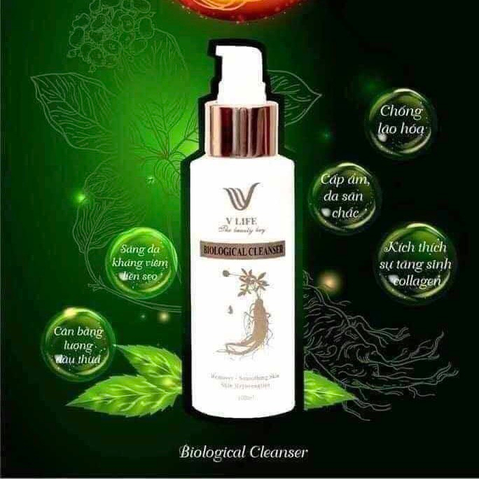 Sữa rửa mặt sinh học V LIFE Biological Cleanser cho da dầu mụn, da khô dưỡng ẩm cho da 100ml .