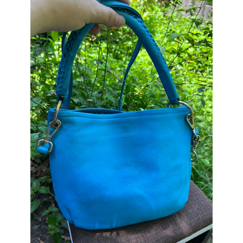 Túi da thật màu xanh siêu yêu, size 32x20