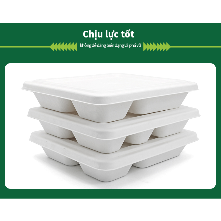 Hộp đựng thực phẩm hộp đựng cơm 4 ngăn dùng một lần cho bữa ăn tiện, bữa ăn nhanh