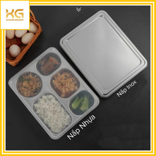Khay Cơm Phần Nhỏ Inox 304 5 Ngăn (KT: 28.5cm x 22.5cm x 4.2cm)
