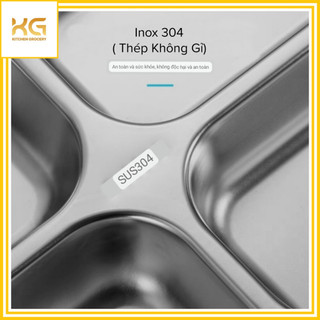 Khay Cơm Phần Nhỏ Inox 304 5 Ngăn (KT: 28.5cm x 22.5cm x 4.2cm)