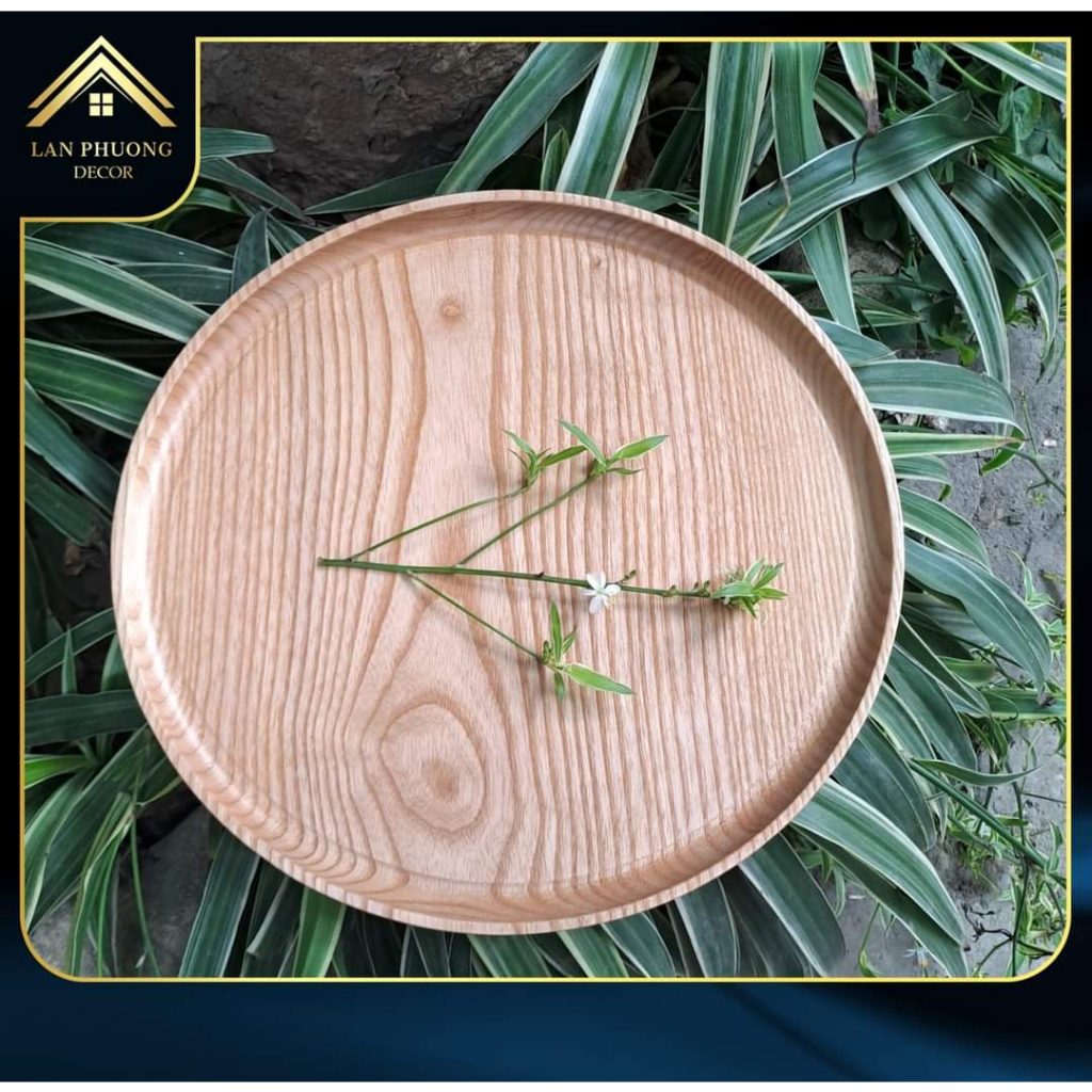Khay gỗ tự nhiên hình tròn DECOR size 16cm, 20cm, 25cm, 30cm