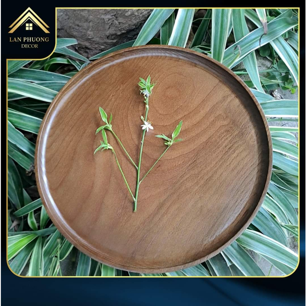Khay gỗ tự nhiên hình tròn DECOR size 16cm, 20cm, 25cm, 30cm