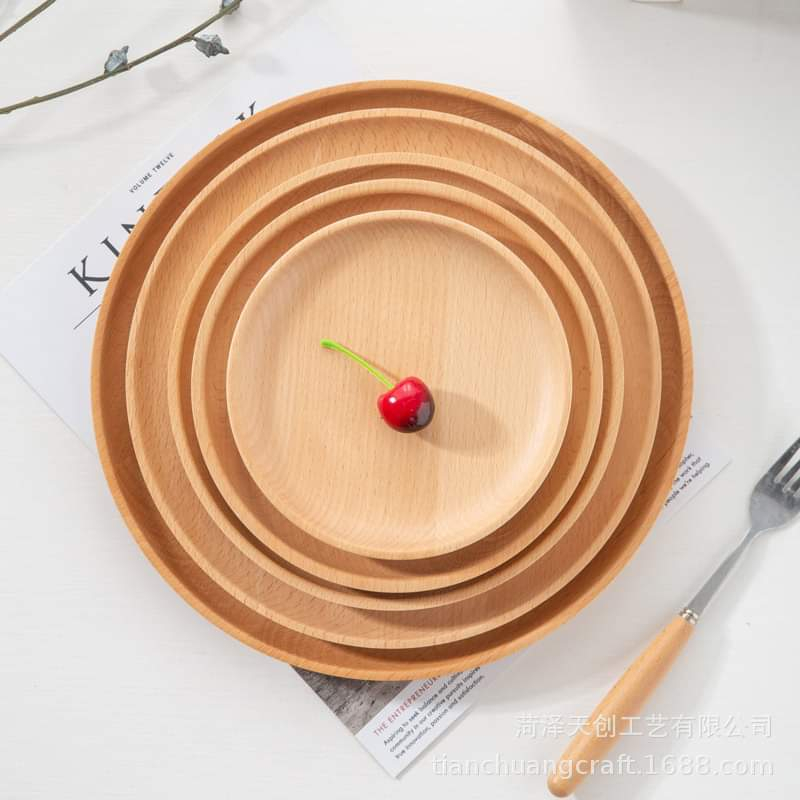 Khay gỗ tự nhiên hình tròn DECOR size 16cm, 20cm, 25cm, 30cm