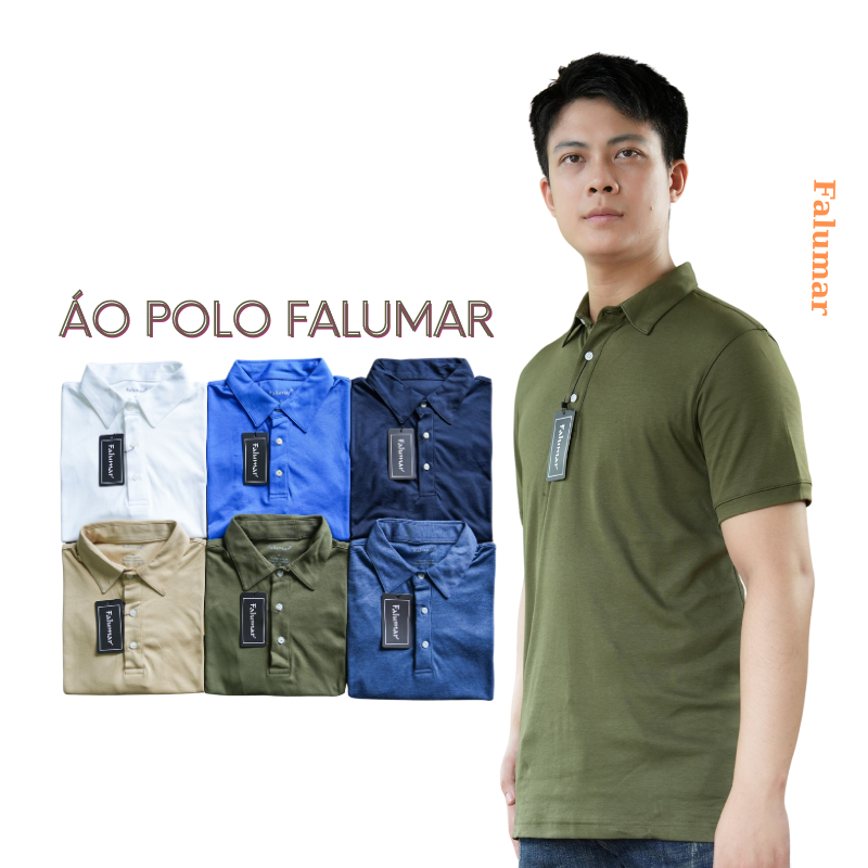 Áo polo nam trơn FALUMAR, mẫu áo phông nam chính hãng có cổ đẹp trẻ trung