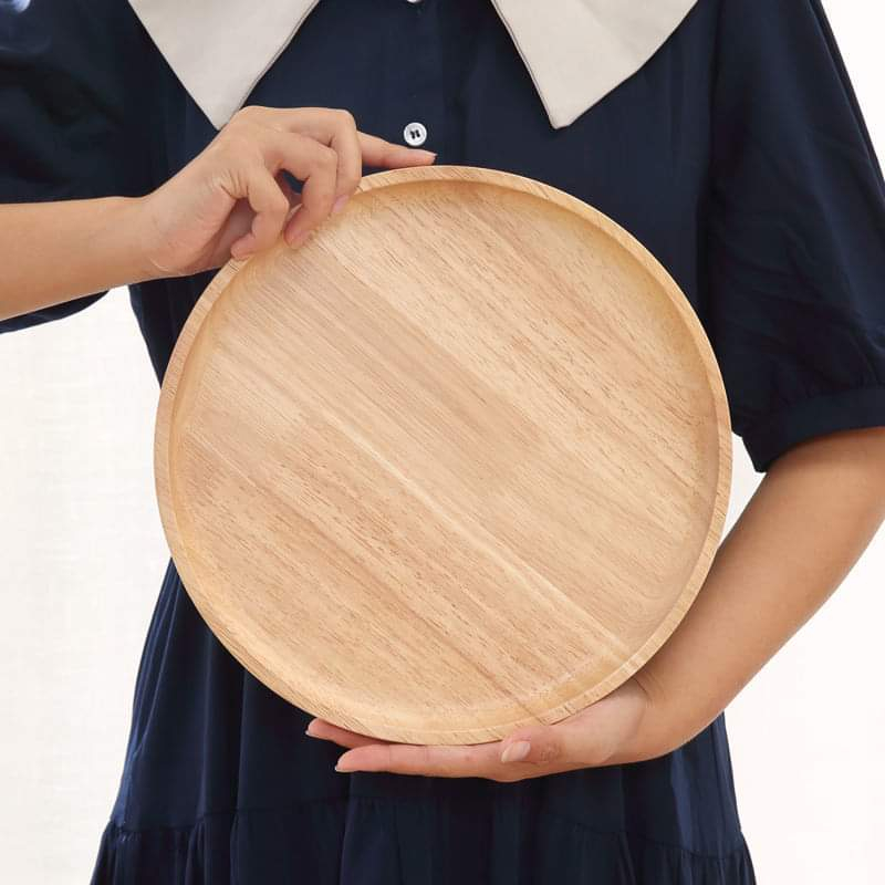 Khay gỗ tự nhiên hình tròn DECOR size 16cm, 20cm, 25cm, 30cm